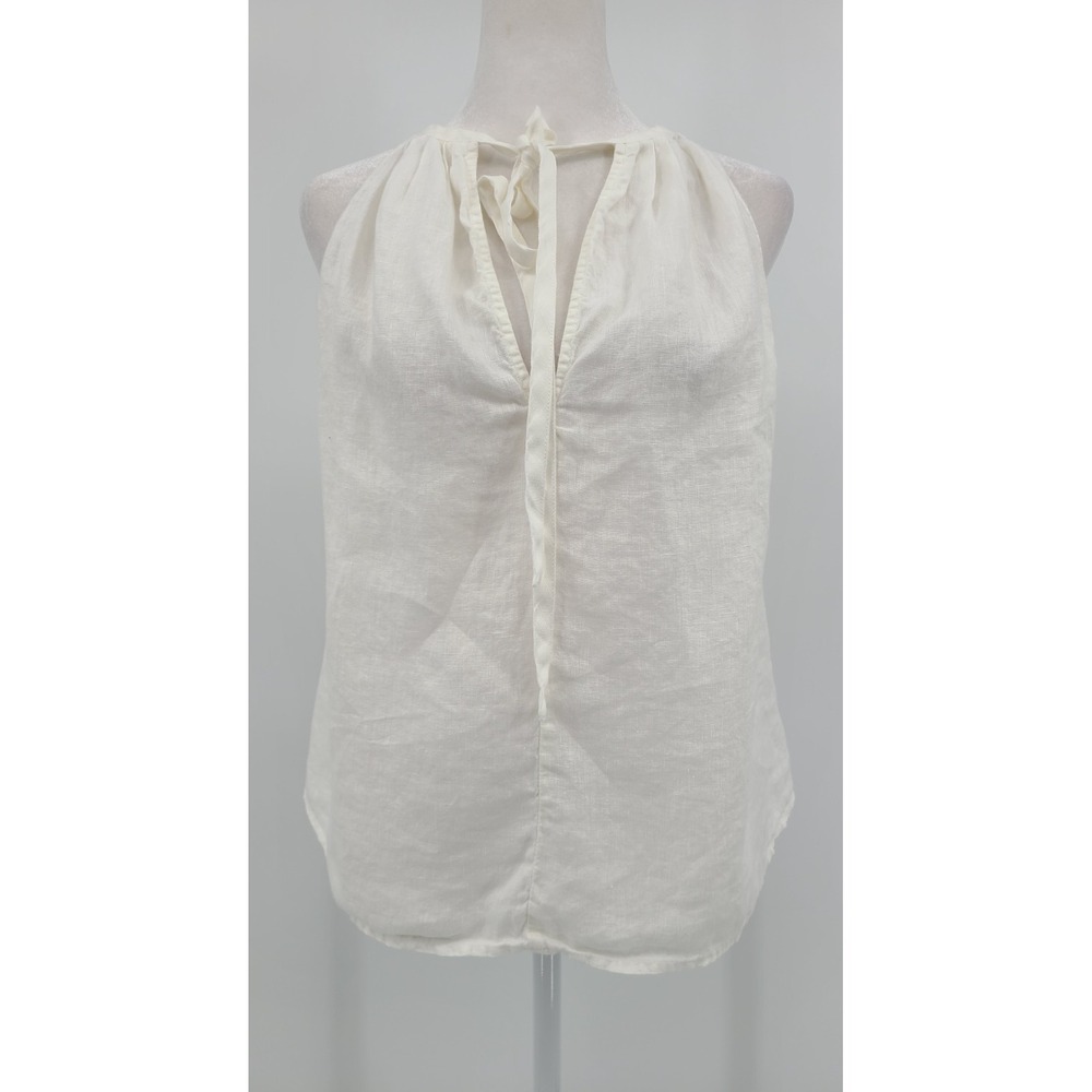 Frame Linen Shell Top S European Summer Minimalist Old Money Tie Neck Capsule